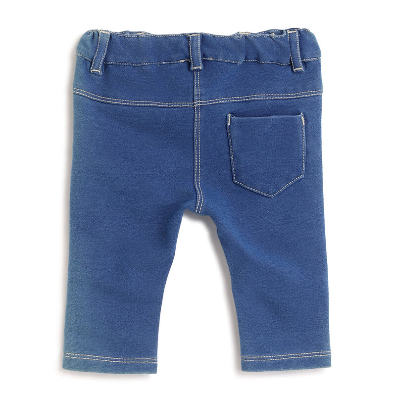Girls Medium Blue Floral Jeans image number 1